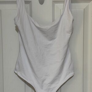Zara White Scoop-Neck Tank Bodysuit